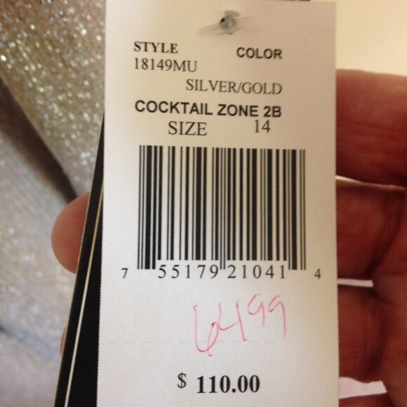 Glamour by Gabrielle Lined Cocktail Dress Silver 14 NWT - Picture 3 of 6